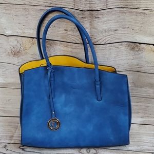 Beautiful Blue Handbag with Mustard interior